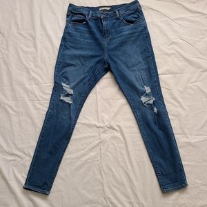 Levi's 721 High Rise Distressed Skinny Jeans 14w